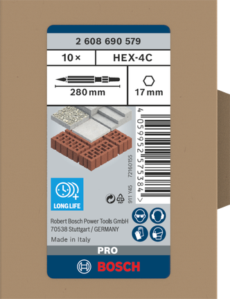 Cinzel pontiagudo Bosch HEX-4C de 17 mm.