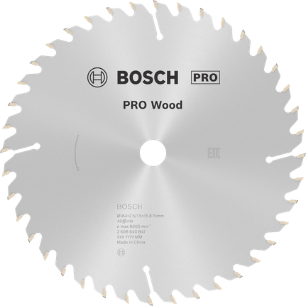 Lâmina de serra circular Bosch PRO Wood, 184 mm 40T.