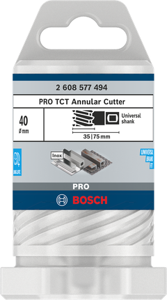 Fresa anular Bosch PRO Metal TCT 40×35×75 mm.