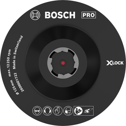 Almofada de apoio Bosch PRO X-Lock de 125 mm com velcro.