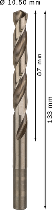 Broca helicoidal Bosch PRO HSS-Co, 10,5 mm de diâmetro.