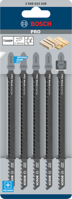 Lâminas de serra tico-tico Bosch PRO Wood Precise T344DP 152 mm 5 peças.