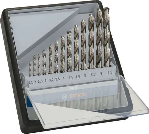 Conjunto de brocas helicoidais Bosch PRO Metal HSS-G, 13 peças.