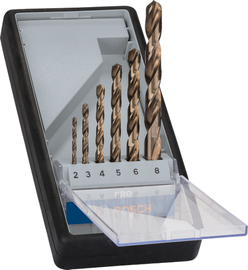 Conjunto de brocas helicoidais HSS-Co de aço inoxidável Bosch PRO, 6 peças.
