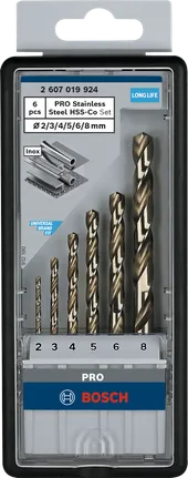 Conjunto de brocas Bosch PRO HSS-Co de aço inoxidável, 6 peças.