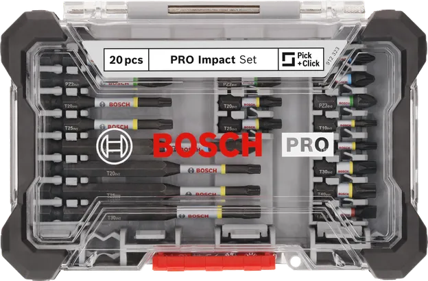 Conjunto de 20 pontas para chave de fenda de impacto Bosch PRO.