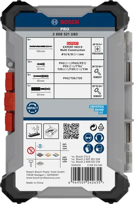 Conjunto misto Bosch PRO Impact 20 peças.