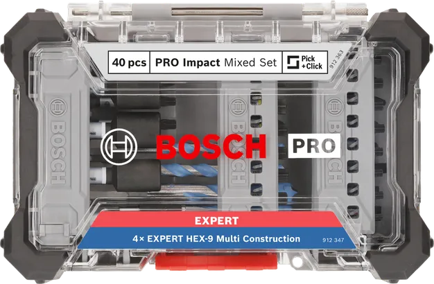 Conjunto misto Bosch PRO Impact com 40 peças.
