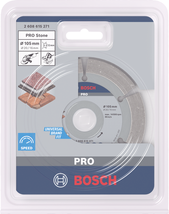 Disco diamantado Bosch PRO Stone 105×16/20 mm.