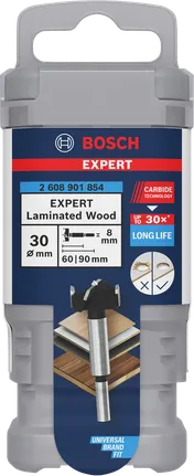 Broca de corte para dobradiças Bosch EXPERT para madeira laminada 30×60×90 mm.