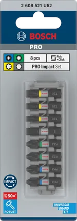 Conjunto de 8 pontas de chave de fenda Bosch PRO Impact.