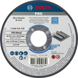 Disco de corte de metal Bosch PRO 115 mm para tubos de metal.