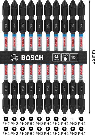 Conjunto de brocas de impacto duplo Bosch PRO PH2 110 mm para madeira macia e aço inoxidável.