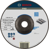Disco de desbaste em V Bosch PRO Metal de 180 mm para trabalhos em metal.