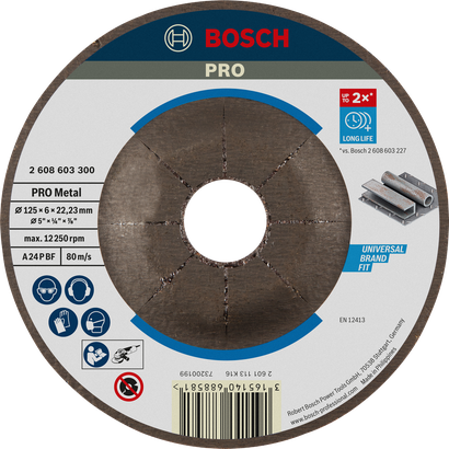 Disco de desbaste de metal Bosch PRO 125 mm de longa duração.