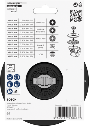 Almofada de apoio Bosch PRO média 115 mm X-Lock.