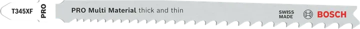 Lâmina de serra tico-tico Bosch PRO Multi Material T345XF grossa e fina.