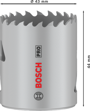 Serra copo multimaterial Bosch PRO com rosca de 43 mm.