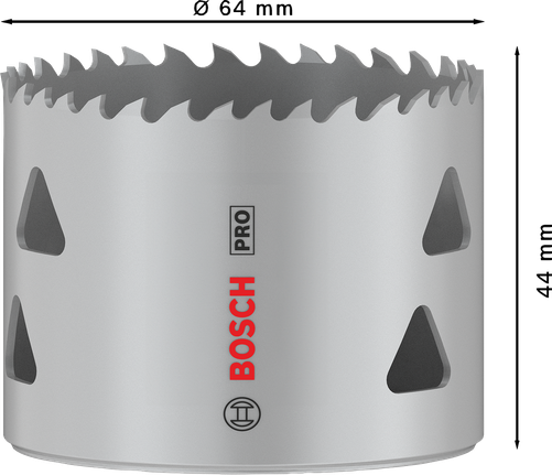 Serra copo multimaterial Bosch PRO com rosca de 64 mm.