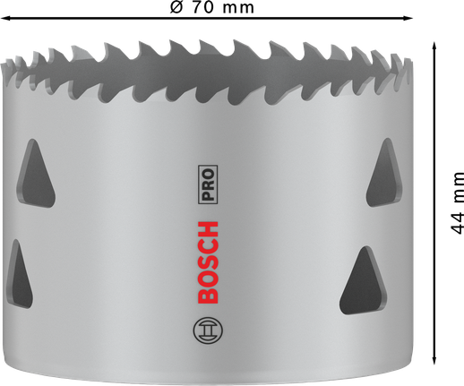Serra copo multimaterial Bosch PRO com rosca de 70 mm.