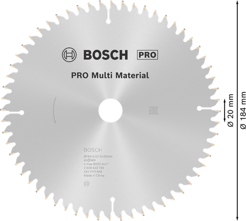 Lâmina de serra circular multimaterial Bosch PRO 184 mm.