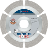 Disco diamantado Bosch PRO Stone 105 mm para corte de pedra.