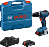 Furadeira sem fio Bosch GSB 18V-65 com estojo e bateria.