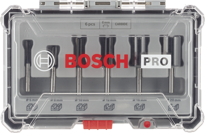 Conjunto de 6 brocas retas para roteador Bosch PRO.