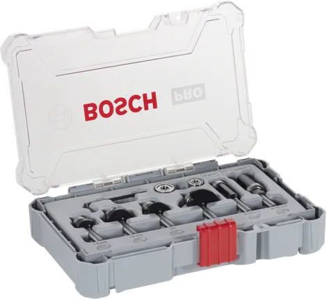 Conjunto de brocas de aparar e cortar bordas Bosch PRO com haste de 6 mm.