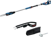 Serra de vara Bosch GKE 18V-25 com cabo telescópico e acessórios.