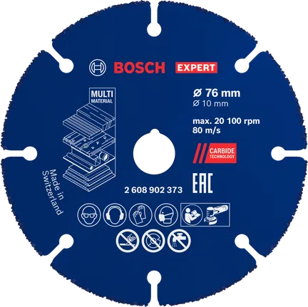 Disco de corte de carboneto multimaterial Bosch EXPERT de 76 mm.