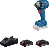 Parafusadeira de impacto sem fio Bosch 18 V com carregador e baterias.
