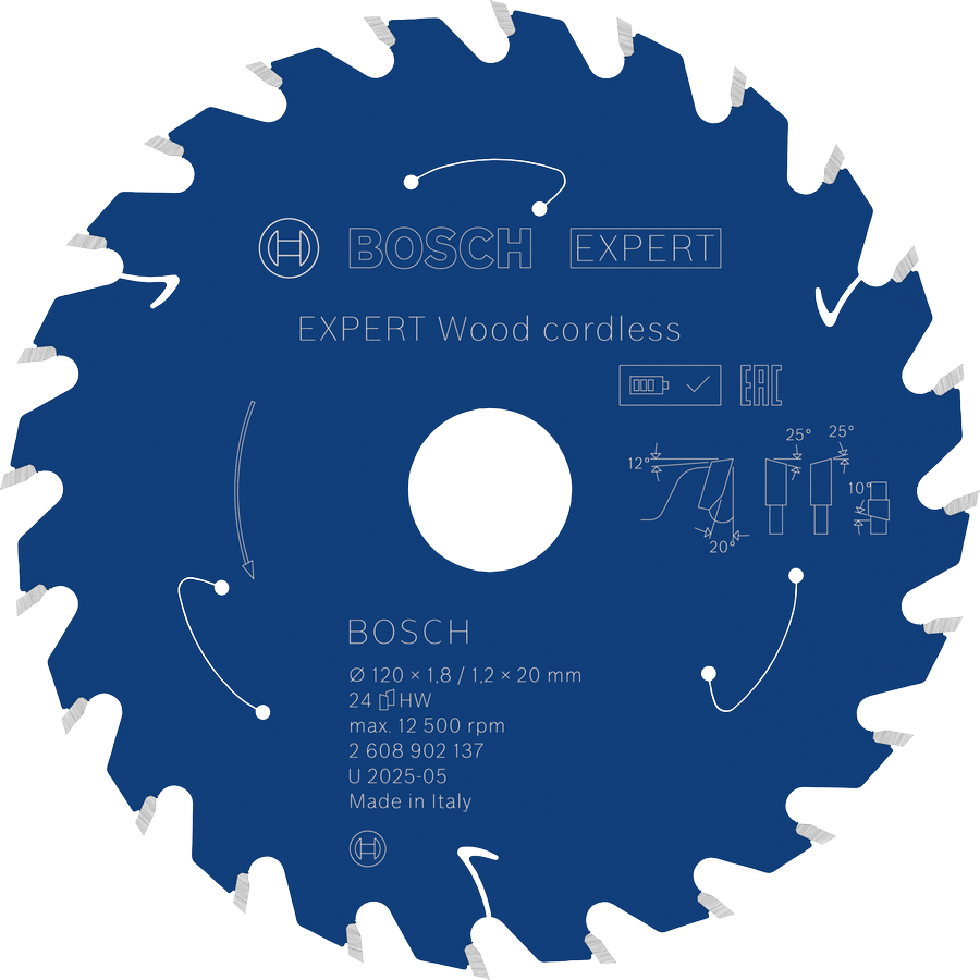 Lâmina de serra circular sem fio Bosch EXPERT Wood, 24 dentes.