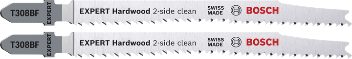 Lâminas de serra tico-tico Bosch EXPERT Hardwood T308BF com limpeza dos dois lados.