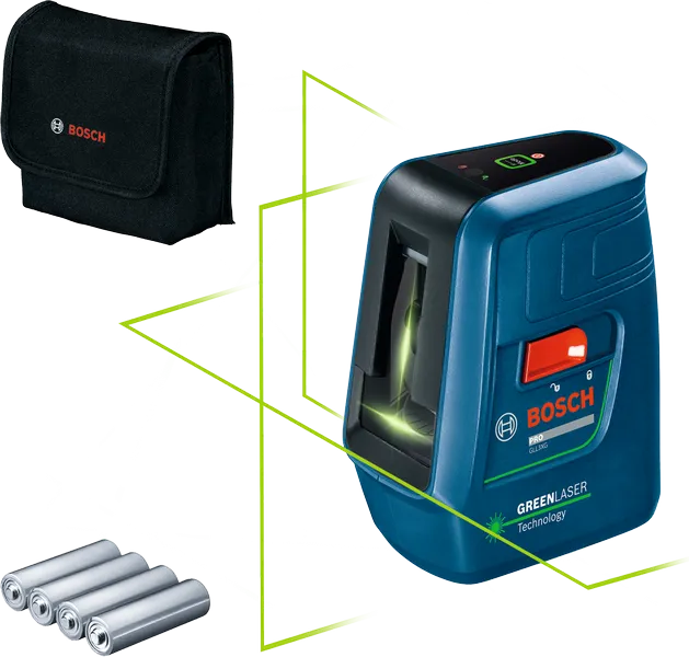 Ferramenta de nivelamento a laser Bosch GLL 3XG com laser verde.