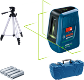 Ferramenta de nivelamento a laser Bosch GLL 3XG com tripé e estojo.