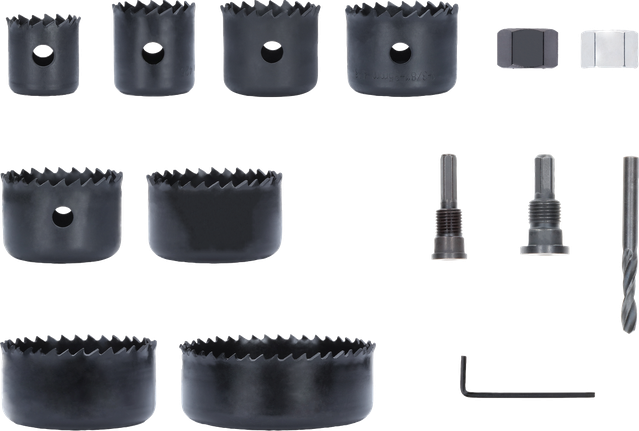 Conjunto de serras copo Bosch para madeira e drywall com broca piloto.