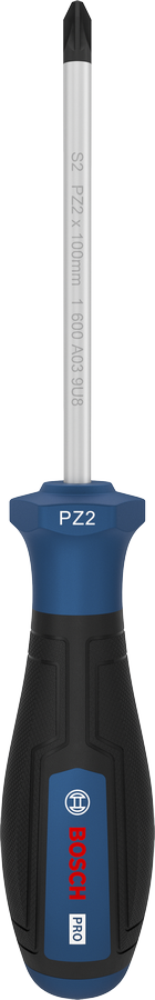 Chave de fenda Bosch PRO PZ2 x 100 mm com cabo ergonômico.