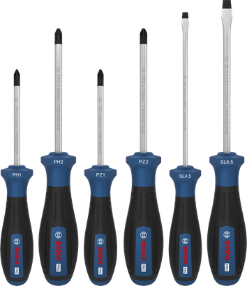 PRO Screwdriver PH/PZ/SL Set, 6 pçs