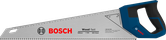 Serra manual Bosch de 500 mm com 7 dentes por polegada para corte de madeira.