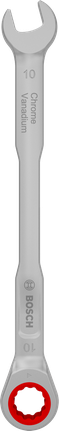 Chave combinada de catraca Bosch de 10 mm, em aço cromo-vanádio.