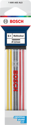 Pacote com 6 refis de grafite multicoloridos Bosch de 2,8 mm.