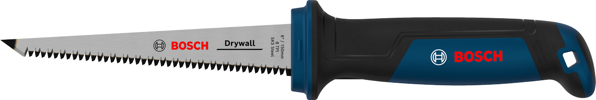 Serra para drywall Bosch de 150 mm com 8 dentes por polegada para corte.