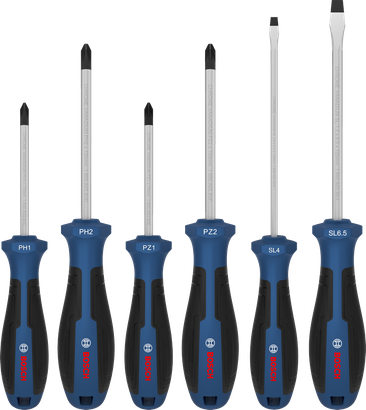 Screwdriver Set, PH/PZ/SL, 6 pçs