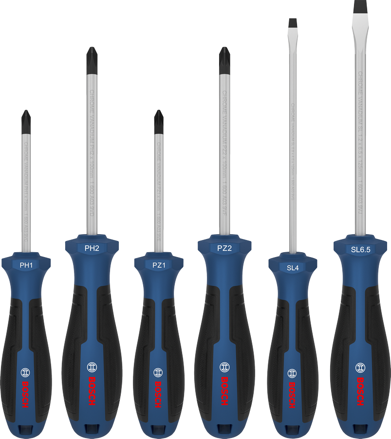Screwdriver Set, PH/PZ/SL, 6 pçs