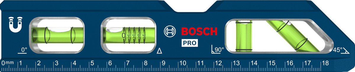 Nível torpedo Bosch PRO Billet de 200 mm com base magnética.
