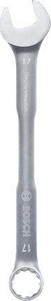 Chave combinada Bosch de 17 mm em aço cromo-vanádio.