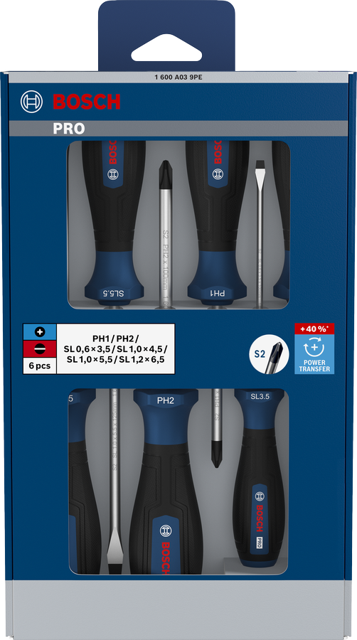 Conjunto de PRO Screwdriver PH/SL, 6 peças