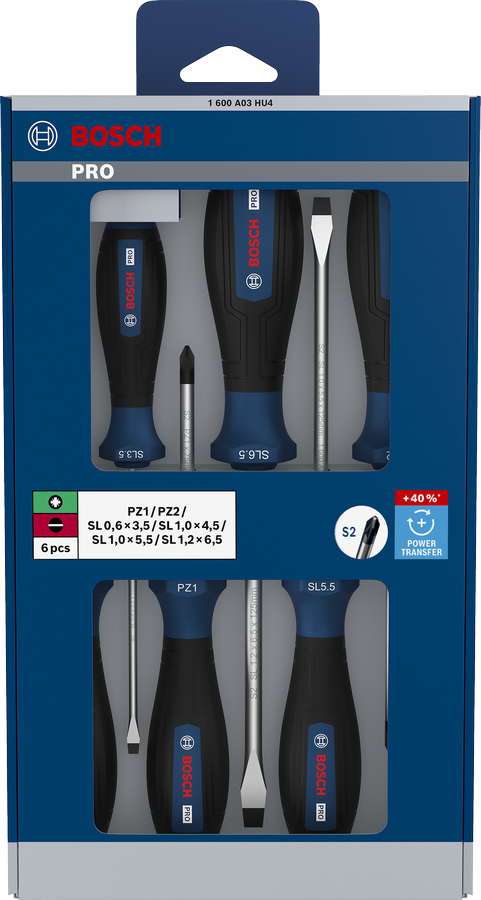 PRO Screwdriver PZ/SL Set, 6 pçs