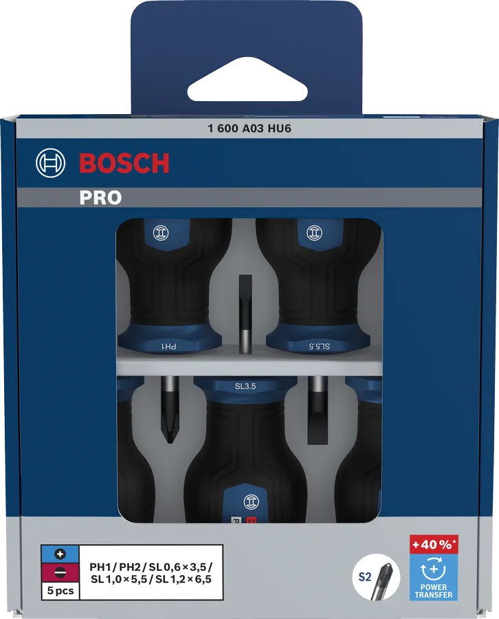 PRO Stubby Screwdriver PH/SL Set, 5 pçs